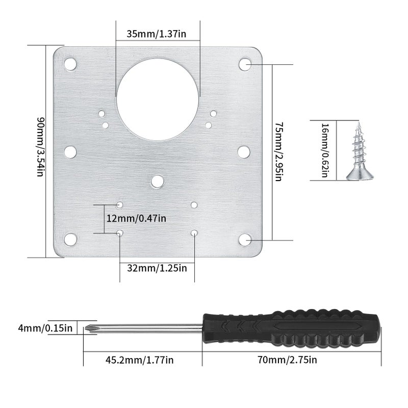 HexinYigjly 20 Pcs Cabinet Hinge Repair Plates Kits, Kitchen Cupboard Door Hinge Repair Plates, Stainless Steel Hinge Repair Fixing Bracket Plate Kit with Screws/Screwdriver for Kitchen Furniture Cabinet Door - Image 2