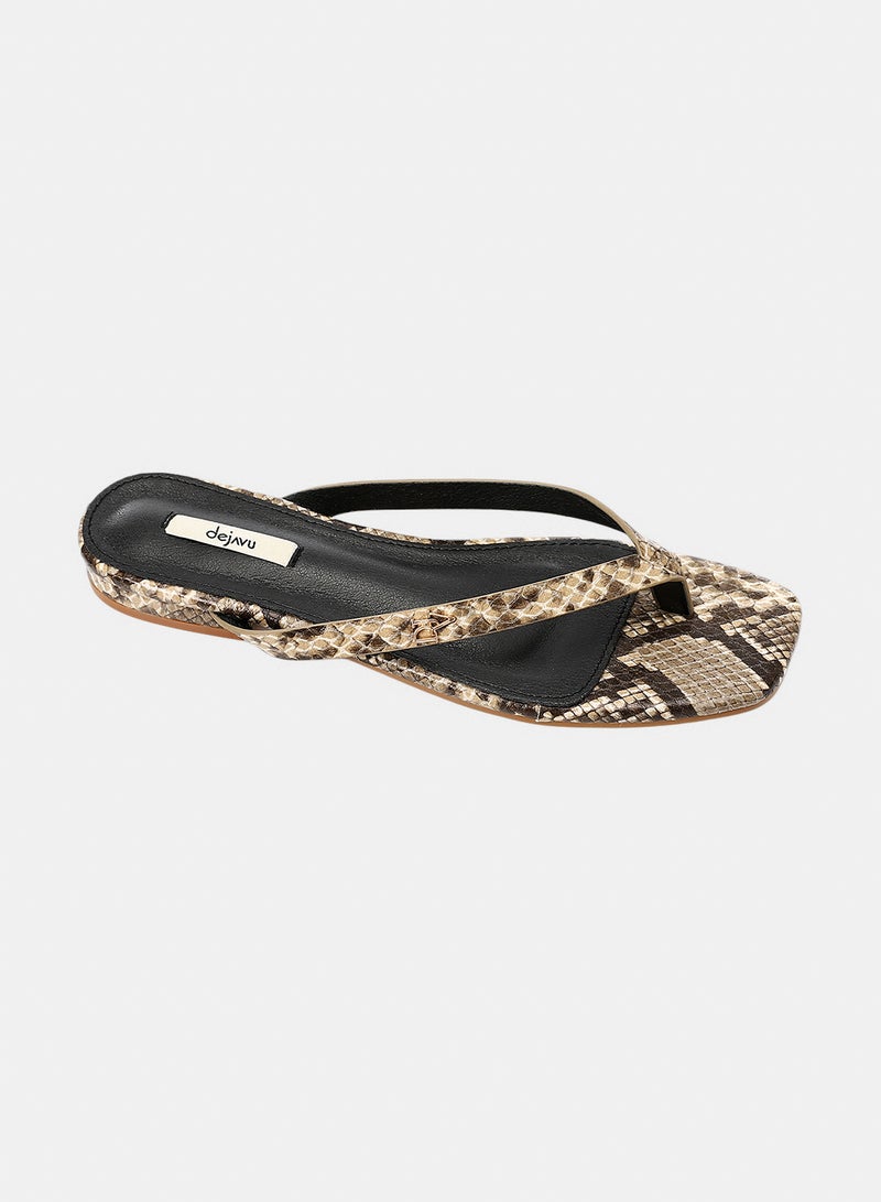 Dejavu Shoes FAN-DJTX-004  Thong Leather Flip Flop For Women - Image 1