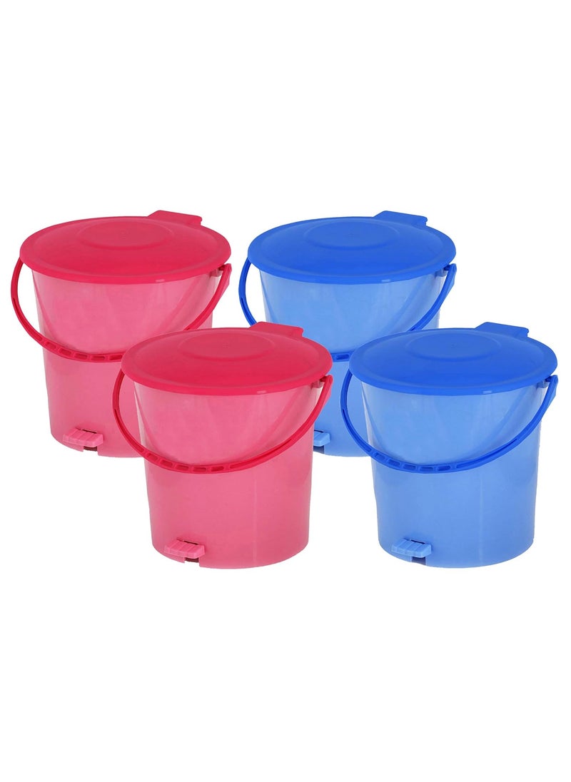 Kuber Industries Kuber Industries 4 Pieces Ultra Plastic Garbage Waste Dustbin for Home Office with Handle 5 Liters Pink BlueKUBMART3067  - Image 1