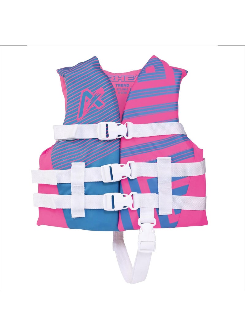 Airhead Airhead Childrens Trend Life Vest  USCG Approved Life Jacket  2225 in Chest Size  3355 lbs  Ideal for Boating Watersports Swimming Wakeboard  More  - Image 1