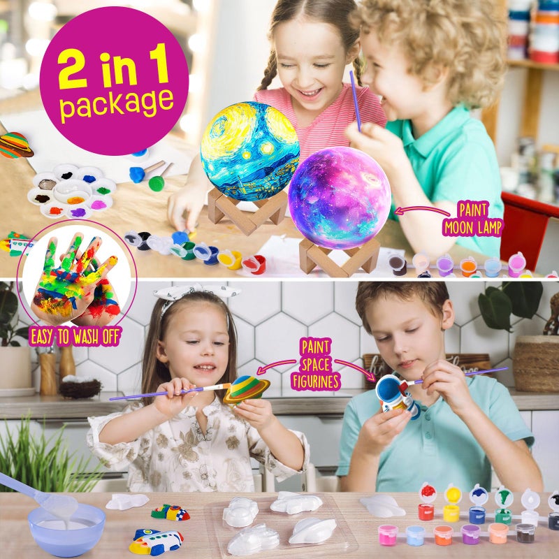 LAOESE Paint Your Own Moon Lamp Kit, DIY 3D Space Moon Night Light, Art Supplies Arts & Crafts Kit, Arts and Crafts for Kids Ages 8-12, Toys Girls Boy Birthday Gift Ages3 4 5 6 7 8 9 10 11 12+ - Image 3