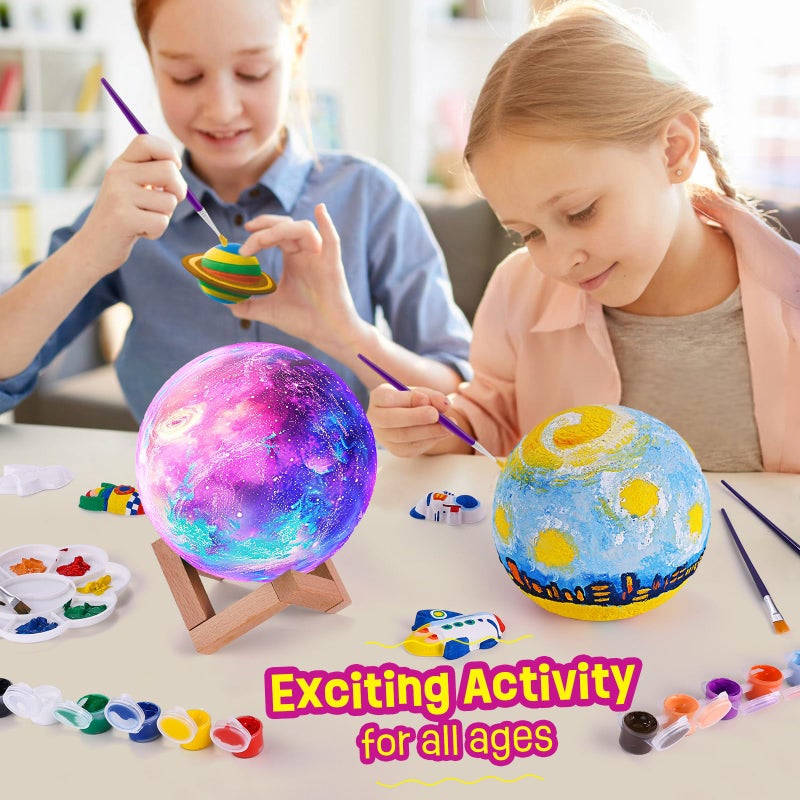 LAOESE Paint Your Own Moon Lamp Kit, DIY 3D Space Moon Night Light, Art Supplies Arts & Crafts Kit, Arts and Crafts for Kids Ages 8-12, Toys Girls Boy Birthday Gift Ages3 4 5 6 7 8 9 10 11 12+ - Image 4