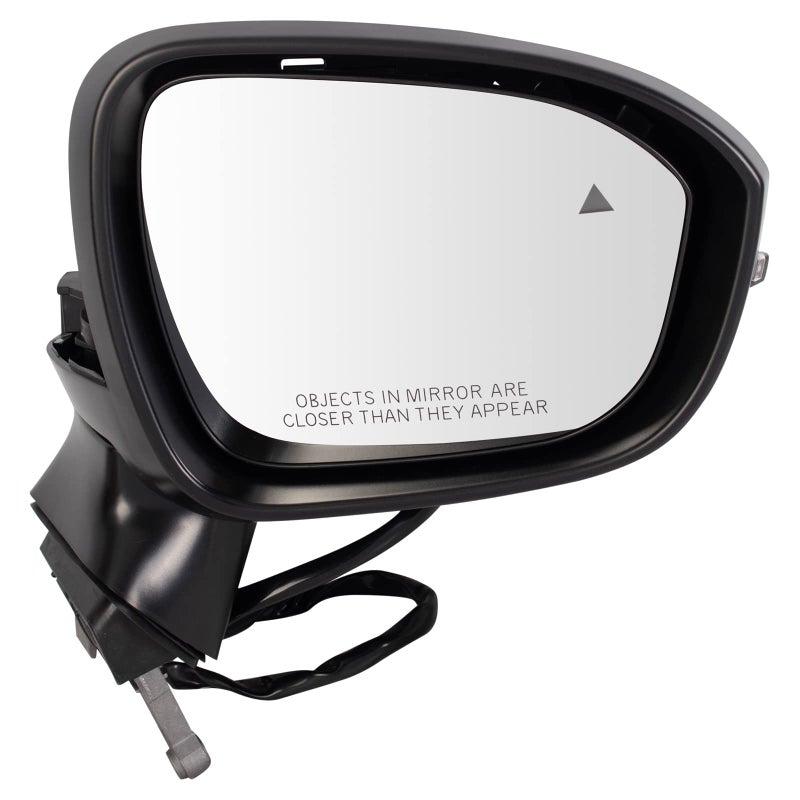 TRQ Passenger Side Power Heated Mirror Smooth Black Textured Compatible with 2021 2022 Nissan Rogue NI1321333