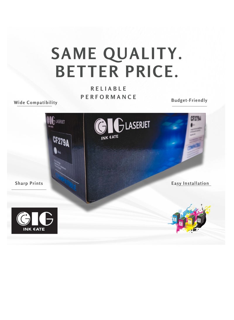 GIG IG Compatible Toner Cartridge – Black – Replaces HP 79A (CF279A) – For HP LaserJet Pro M12 / M26 Series – Up to 1000 Pages - Image 1