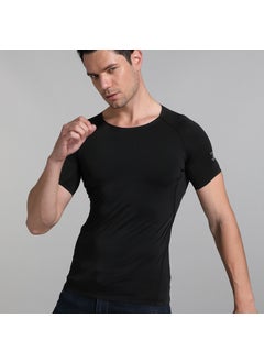 Generic Summer Ice-Silk Seamless T-Shirt for Men Black 