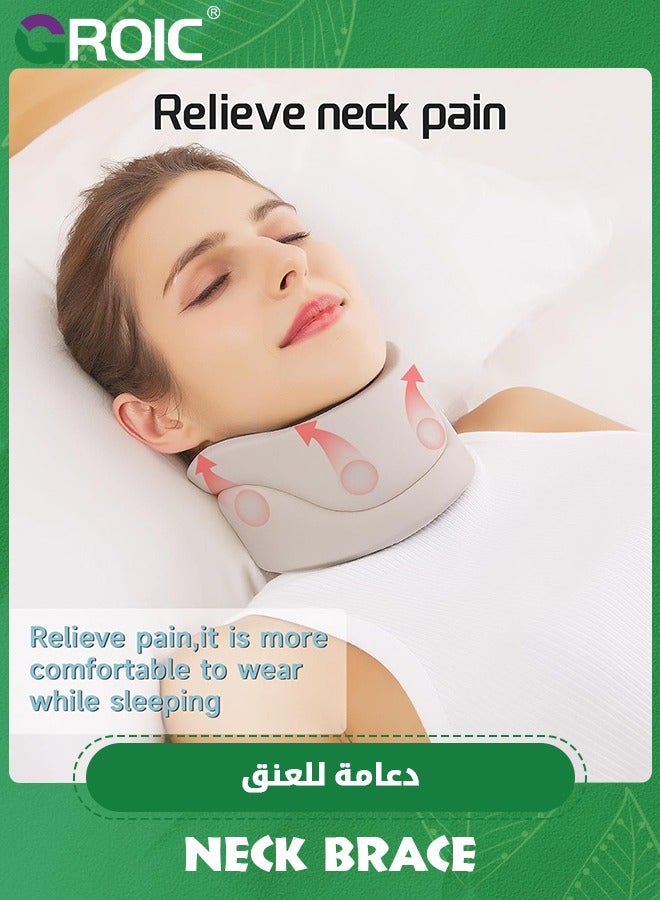 GROIC Neck Brace for Neck Pain and Support for Women,Men-Cervical Collar-Vertebrae Whiplash Wrap for Posture,Sleeping-Spinal Support and Spine Pressure-Soft Neck Brace for Pinched Nerve (Medium(14-17 Inch)  - Image 5