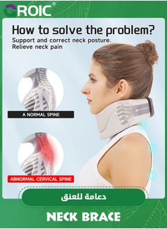 GROIC دعامة الرقبة لألم الرقبة ودعم النساء، طوق عنق الرحم للرجال، لفافة عنق الرحم للوضعية، دعم العمود الفقري للنوم والعمود الفقري، دعامة رقبة ناعمة لضغط العمود الفقري للعصب المقروص (متوسط (14-17 بوصة)  - Image 4