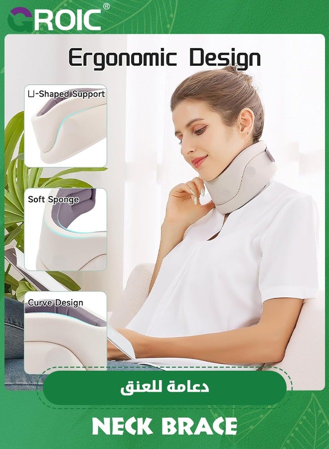 GROIC Neck Brace for Neck Pain and Support for Women,Men-Cervical Collar-Vertebrae Whiplash Wrap for Posture,Sleeping-Spinal Support and Spine Pressure-Soft Neck Brace for Pinched Nerve (Medium(14-17 Inch)  - Image 3