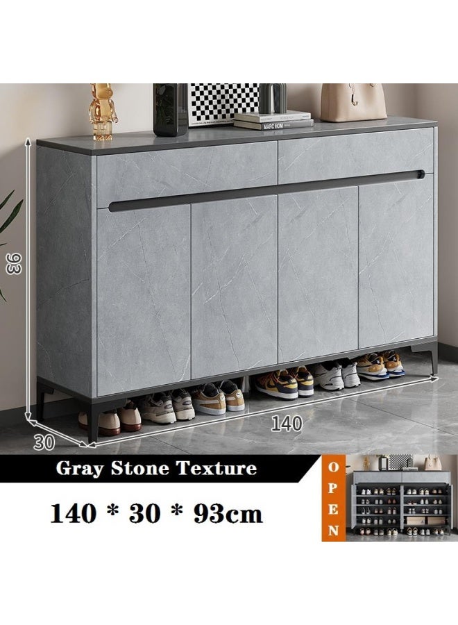 اليسا خزانة أحذية فاخرة بنمط حجري مع 4 أبواب ودرجين - منظم تخزين أحذية متعدد الطبقات مقاوم للغبار ومرتفع على أرجل معدنية للمدخل والمنزل - Image 5