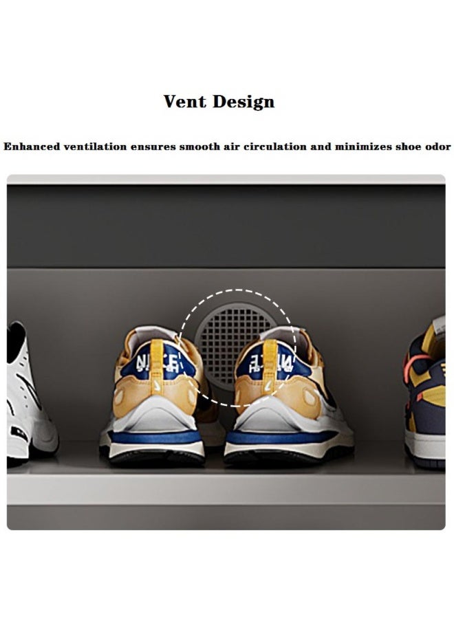 اليسا خزانة أحذية فاخرة بنمط حجري مع 4 أبواب ودرجين - منظم تخزين أحذية متعدد الطبقات مقاوم للغبار ومرتفع على أرجل معدنية للمدخل والمنزل - Image 3