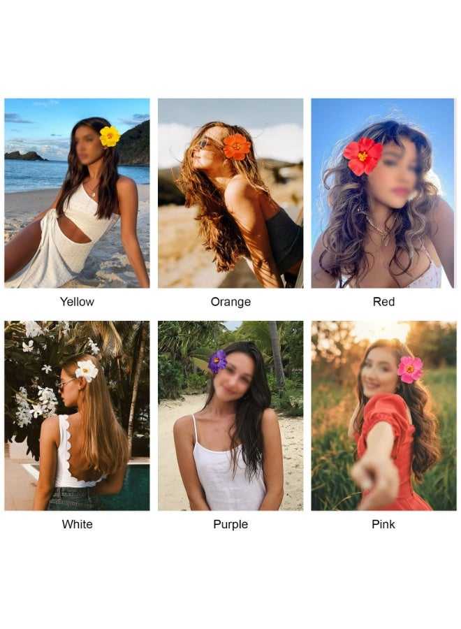 LUMYA 6 Pcs Hawaiian Flower Hair Clips, Tropical Plumeria Barrettes, Summer Vacation Beach Accessories for Women Girls Hair Decoration - Image 3