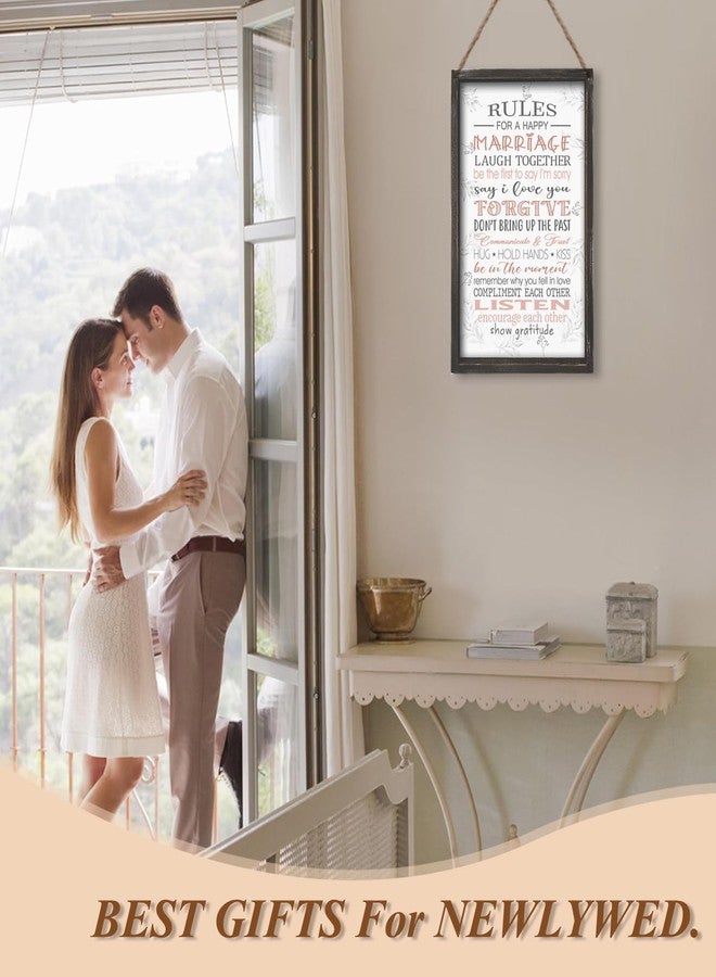 EXQUIDECA Rules for A Happy Marriage Framed Wall Plaque in Solid Wood Material 16x9.5 Inches Vertical - Bridal Shower Gift for Couples Wife Husband - Affirmation Motivational Inspiring Home Decor Newlywed - Image 3