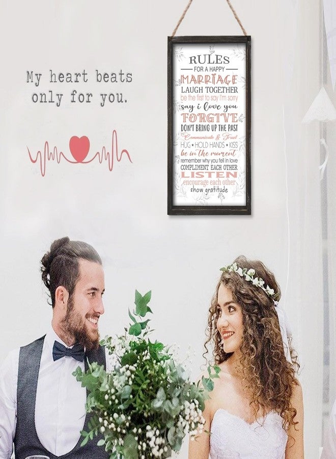 EXQUIDECA Rules for A Happy Marriage Framed Wall Plaque in Solid Wood Material 16x9.5 Inches Vertical - Bridal Shower Gift for Couples Wife Husband - Affirmation Motivational Inspiring Home Decor Newlywed - Image 2