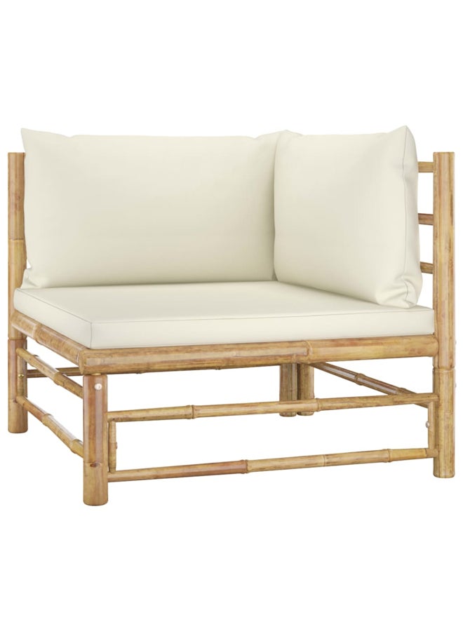 vidaxl 2 Piece Garden Lounge Set with Cream White Cushions Bamboo 3058201 - Image 4