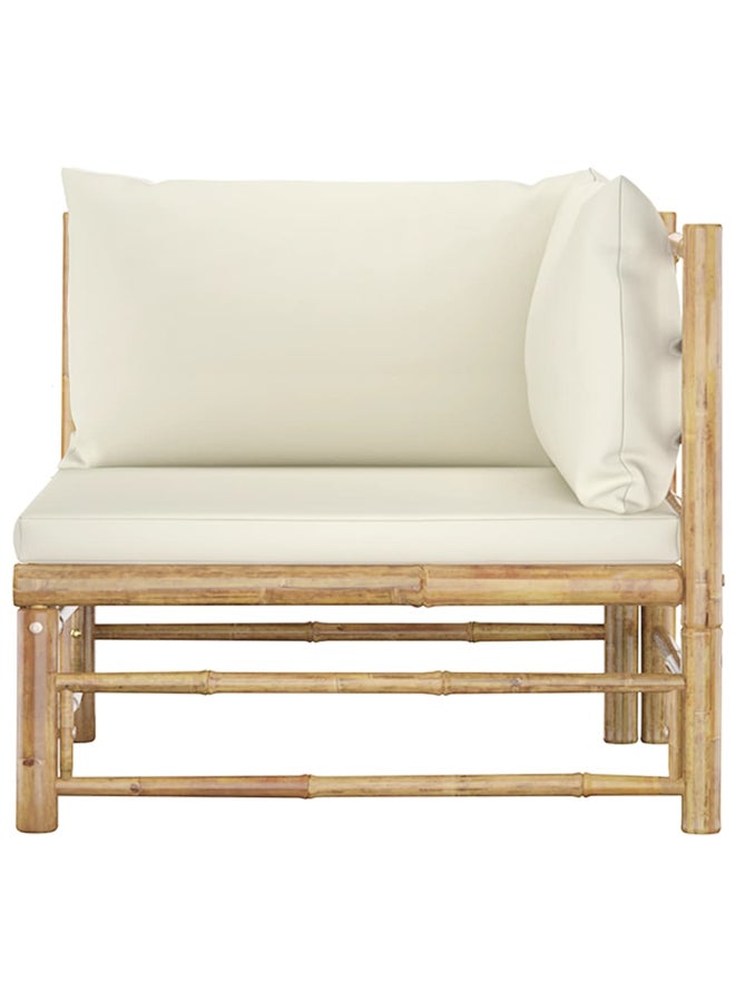 vidaxl 2 Piece Garden Lounge Set with Cream White Cushions Bamboo 3058201 - Image 3