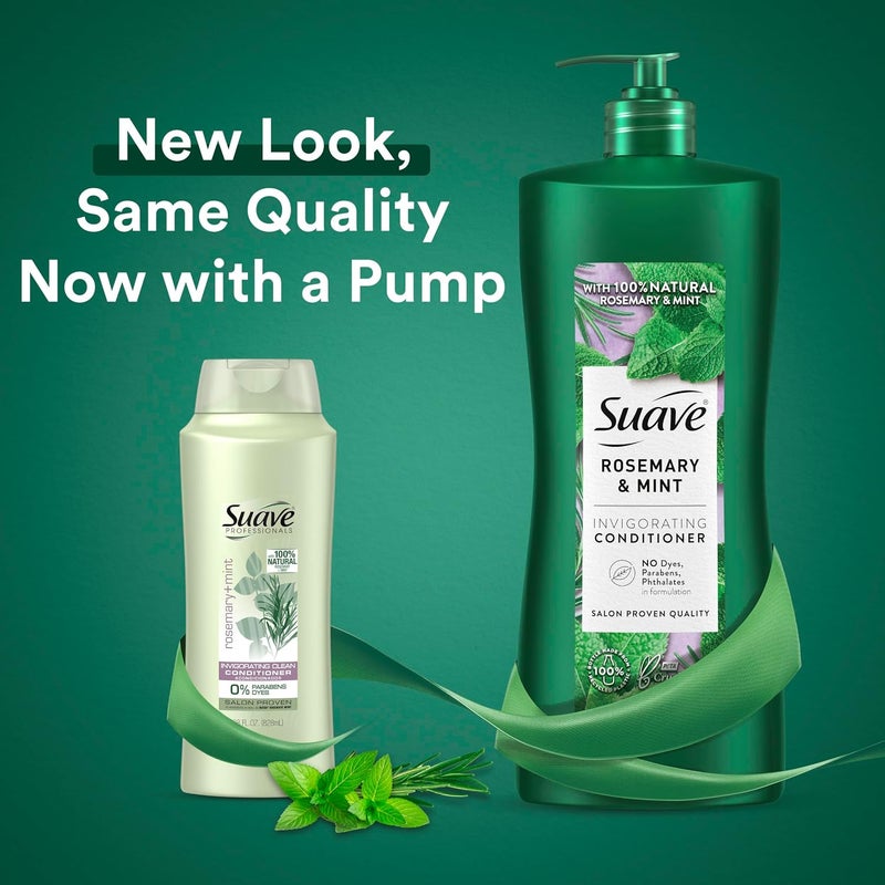 Suave Natural Rosemary & Mint Conditioner for Strong & Healthy Hair No Dyes No Parabens No Phthalates 28 oz Pack of 4 - Image 3