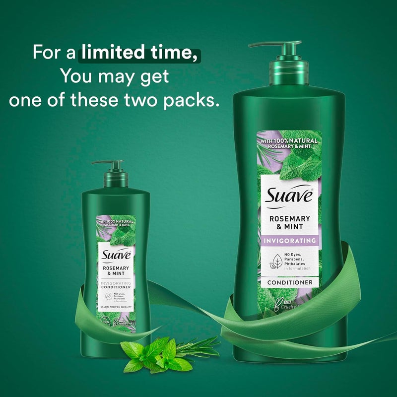 Suave Natural Rosemary & Mint Conditioner for Strong & Healthy Hair No Dyes No Parabens No Phthalates 28 oz Pack of 4 - Image 2