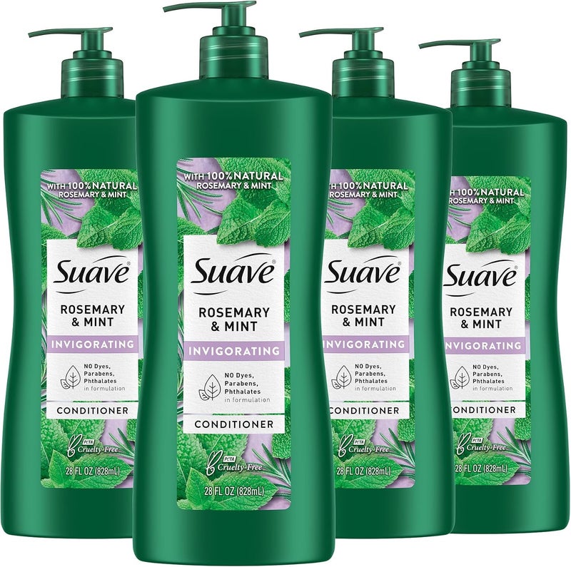 Suave Natural Rosemary & Mint Conditioner for Strong & Healthy Hair No Dyes No Parabens No Phthalates 28 oz Pack of 4 - Image 1