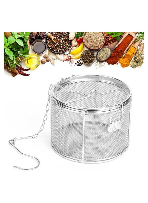 Large Capacity Stainless Steel Extra Fine Mesh Spice and Tea Infuser Strainer with Extended Chain Hook for Brewing Loose Leaf Tea and Seasonings, 5.52 x 3.94 inches.