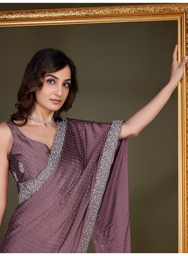 TRENDMALLS Women Saree Rangoli silk Embroidery With Siroski Work Saree - Image 4