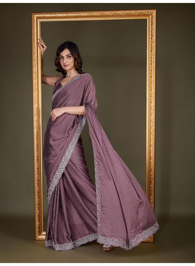 TRENDMALLS Women Saree Rangoli silk Embroidery With Siroski Work Saree - Image 2