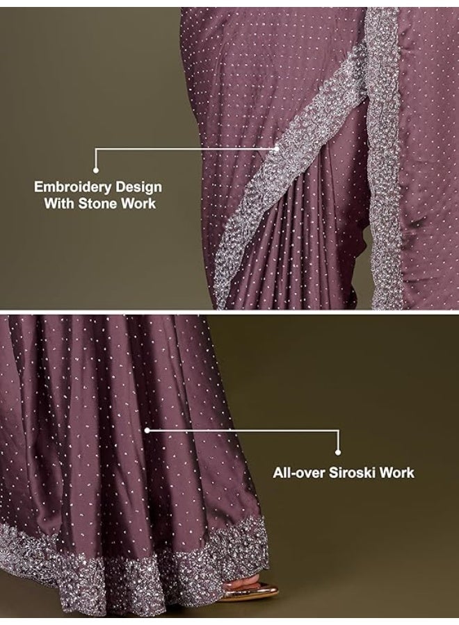 TRENDMALLS Women Saree Rangoli silk Embroidery With Siroski Work Saree - Image 3