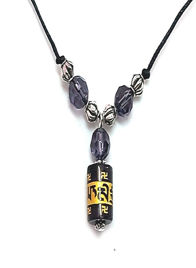 ASTROGHAR Tibetan Buddhism Om Mani Padme Hum Engraved Purple Lucky Charm Pendant For Men And Women - Image 2