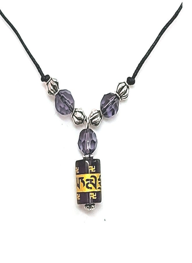 ASTROGHAR Tibetan Buddhism Om Mani Padme Hum Engraved Purple Lucky Charm Pendant For Men And Women - Image 1