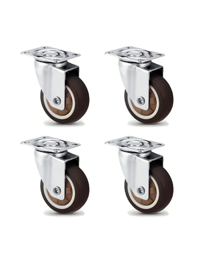4Pcs Swivel Caster Wheels 2.5cm Durable TPR Rubber Flat Bottom Smooth Rolling for Furniture - Image 1
