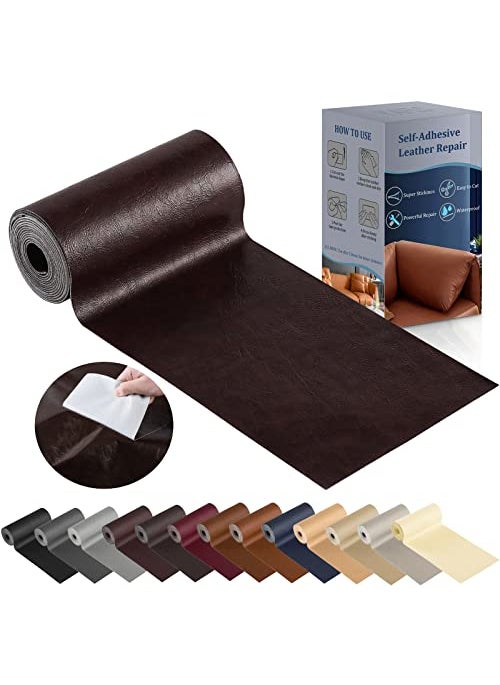YAFLC YAFLC Leather Repair Patch for Furniture 4 x 63 Self Adhesive Leather Repair Kit Vinyl Repair Tape for Car Seat Sofa Jackets Couches Chair Glossy Coffee 