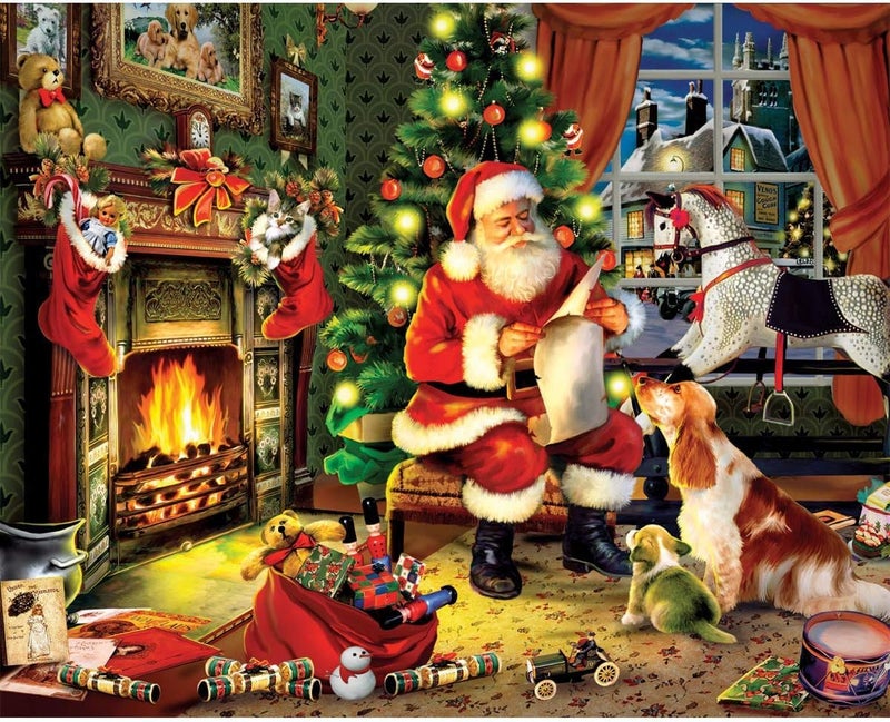 White Mountain Checking It Twice Christmas Puzzles 1000 Pieces Jigsaw Puzzle for Winter - Image 1