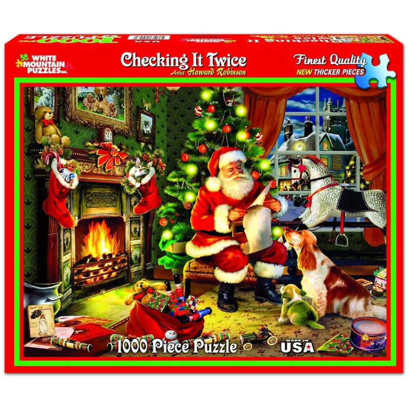 White Mountain Checking It Twice Christmas Puzzles 1000 Pieces Jigsaw Puzzle for Winter - Image 2