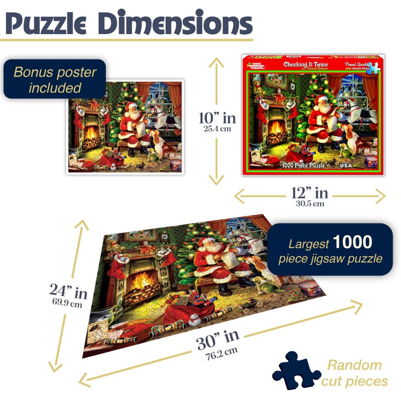 White Mountain Checking It Twice Christmas Puzzles 1000 Pieces Jigsaw Puzzle for Winter - Image 3