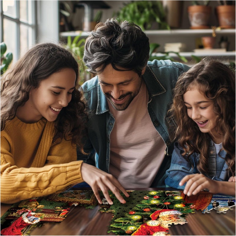 White Mountain Checking It Twice Christmas Puzzles 1000 Pieces Jigsaw Puzzle for Winter - Image 4
