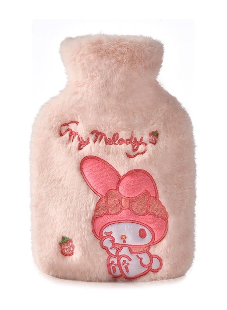 general Cute Pink Rabbit Hot Water Bottle with Plush Lid, 1L Rubber Hot Water Bottle, Hot and Cold Compress, Hand Warmer for Pain Relief - Image 1