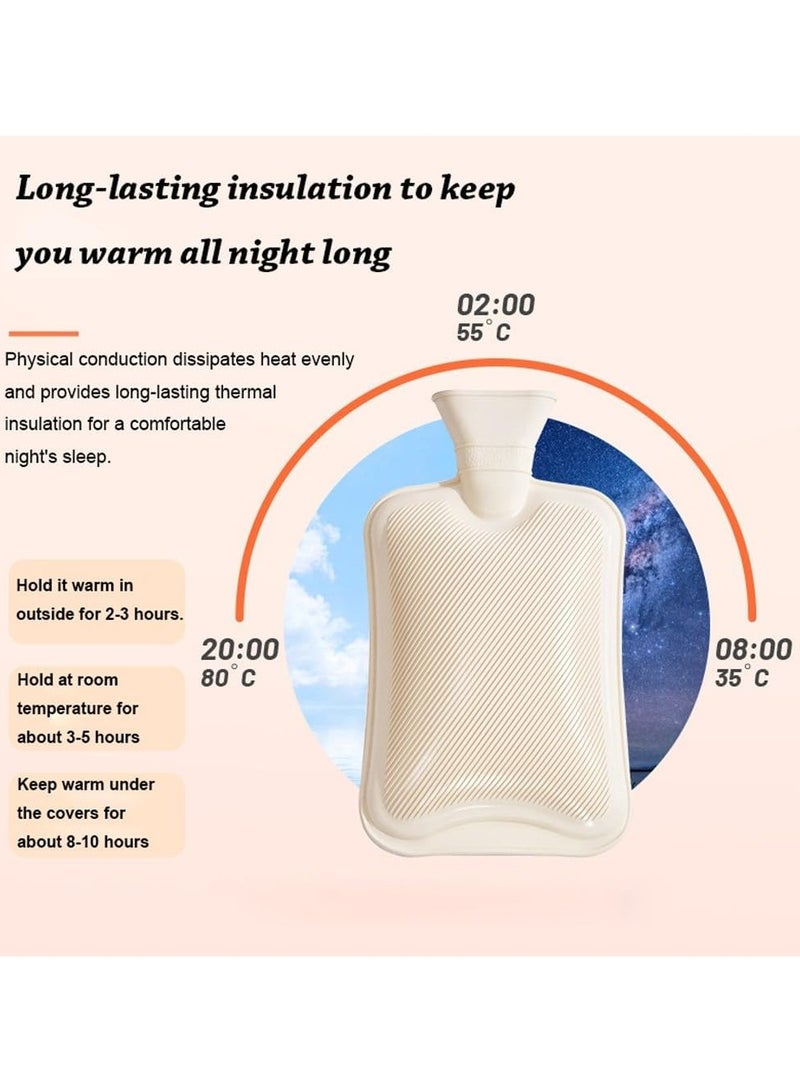 general Cute Pink Rabbit Hot Water Bottle with Plush Lid, 1L Rubber Hot Water Bottle, Hot and Cold Compress, Hand Warmer for Pain Relief - Image 2