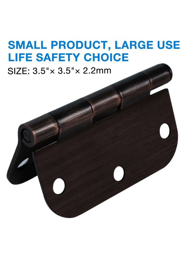KIW 18 Pack Interior Door Hinges Oil Rubbed Bronze Door Hinges 3.5 Inch Rounded 5/8 Radius 3 1/2 Door Hinge Door Accessories Door Hardware Residential Bedroom Standard Flart Hinges for Doors Indoor 3 ½" - Image 2