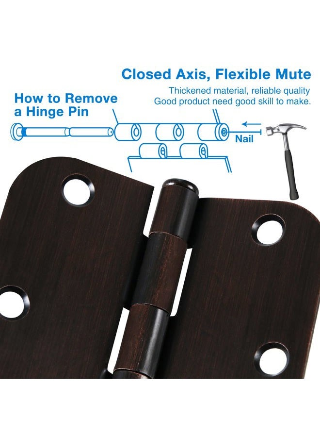 KIW 18 Pack Interior Door Hinges Oil Rubbed Bronze Door Hinges 3.5 Inch Rounded 5/8 Radius 3 1/2 Door Hinge Door Accessories Door Hardware Residential Bedroom Standard Flart Hinges for Doors Indoor 3 ½" - Image 4