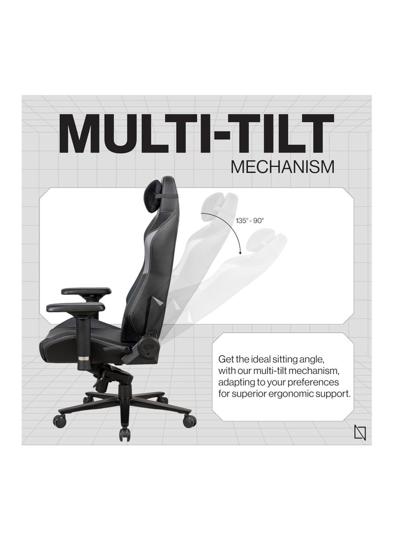 NAVODESK Navodesk APEX CORE Ergonomic Gaming Chair with Lumbar and Memory Foam Headrest Pillow Computer Gaming Chair with Armrest Cloud Leather GREY  - Image 2