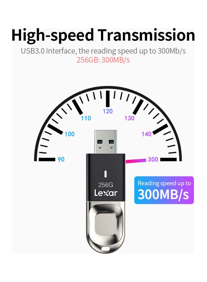 ليكسار فلاش درايف F35 بتصميم محرك أقراص بوصلة USB3.0 وجسم من المعدن مع تشفير ببصمة الإصبع 256 GB - Image 5