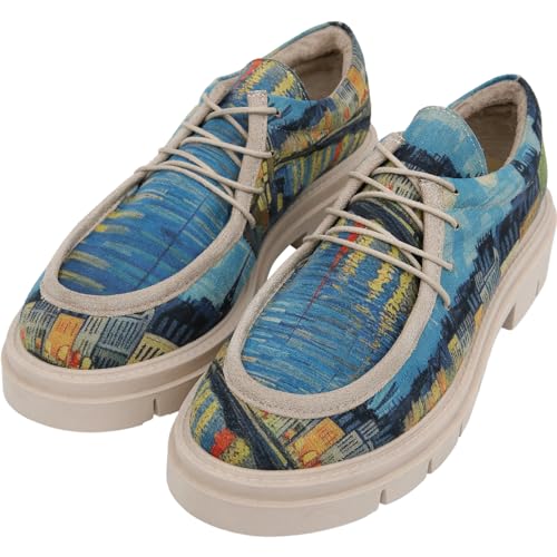 DOGO Platform Loafers for Women - Handmade and Vegan Leather Penny Loafers for Women, Sea Sparkles Design, Size 9 - Image 1