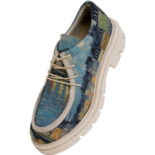 DOGO Platform Loafers for Women - Handmade and Vegan Leather Penny Loafers for Women, Sea Sparkles Design, Size 9 - Image 3