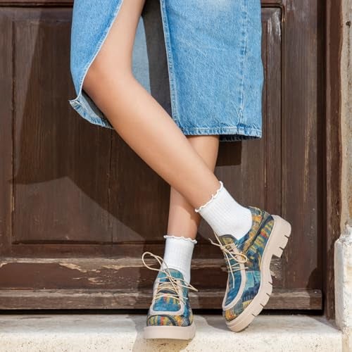 DOGO Platform Loafers for Women - Handmade and Vegan Leather Penny Loafers for Women, Sea Sparkles Design, Size 9 - Image 2