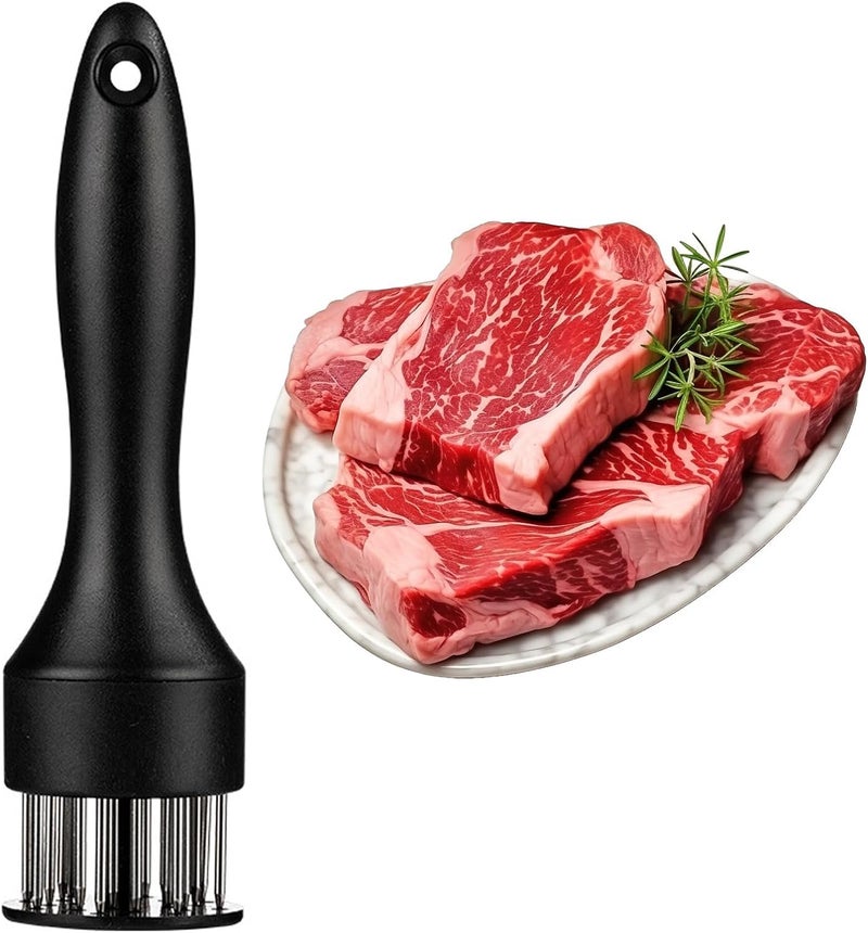 Trifecta Meat Tenderizer Tool Stainless Steel 21 Sturdy & Sharp Needle Meat Tenderizer Tool for Tenderizing Chicken Beef Steak and Pork (Black - 1) - Image 5