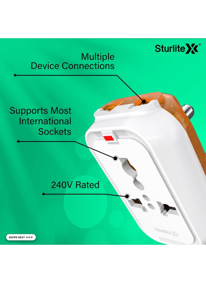 Sturlite Sturlite Alyx 3 Pin Plug Universal AC Travel Adapter ABS Strong Body Socket Pack of 2  - Image 4