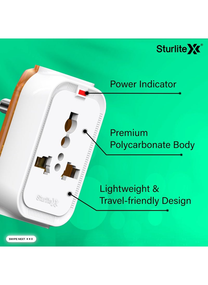 Sturlite Sturlite Alyx 3 Pin Plug Universal AC Travel Adapter ABS Strong Body Socket Pack of 2  - Image 5
