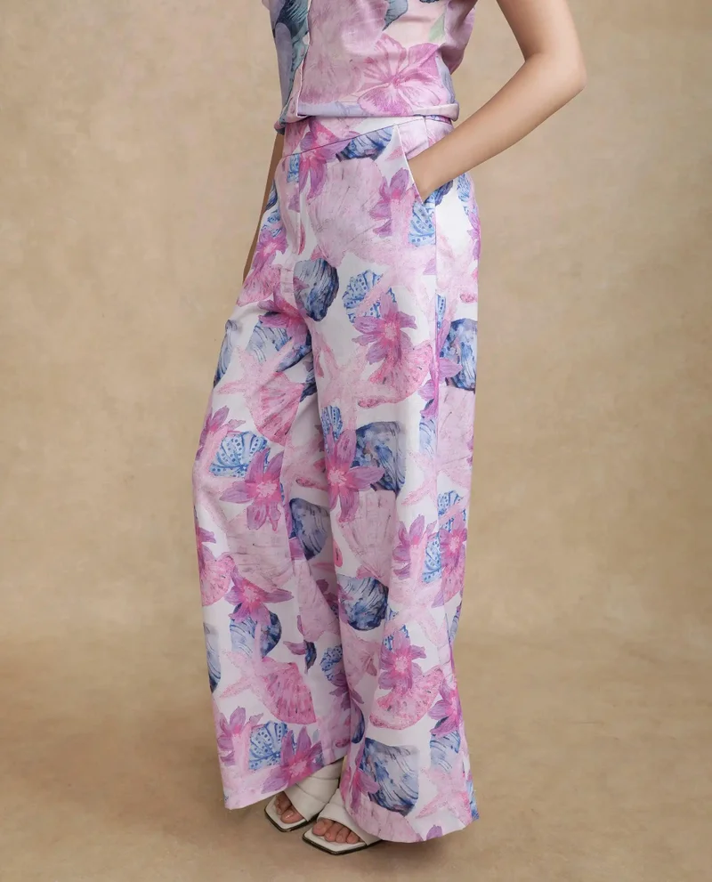 Rareism Women's Printed Wide Leg Trouser