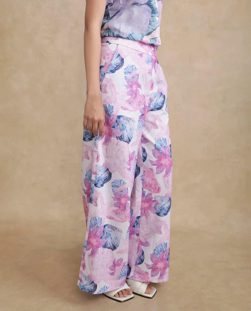 Rareism Women's Printed Wide Leg Trouser