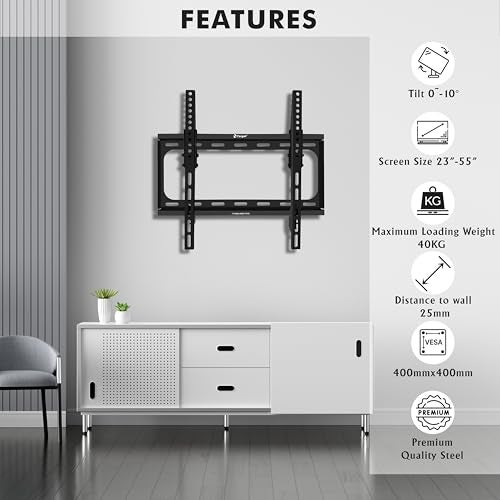 Target حامل تلفاز جداري قابل للإمالة نحيف Target TT-WMD-2355-1FT(H2) لشاشات LED/ذكية من 23 إلى 55 بوصة، VESA 400x400mm، سعة 40 كجم - Image 2