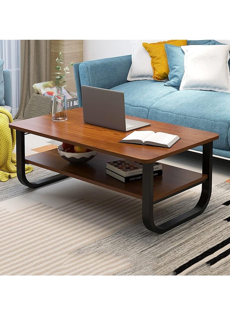 Stylish & Durable Coffee Table Sofa Side Table End Table Snack Table Bedside Table Nightstand with 2 Layer Storage for Small Space - White Gold